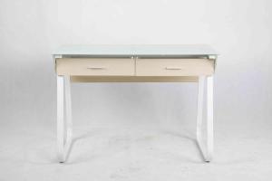 Wholesale Metal Frame Modern Glass Office Desk Adjustable Base With 2 Wooden Drawers from china suppliers