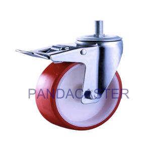 Wholesale Thread Rod PU Caster Wheel 125mm 5 Inch Swivel Casters With Brake from china suppliers