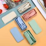 Eco Wheat Straw Fiber Blue Foldable 3-PC Flatware Set Sustainable Tableware