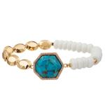 5 Colors Gold Plated Stone Handmade Beads Bracelets With Regular Heptagon