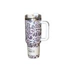 Sustainable 40oz Leopard Print Camouflage Straw Cup Tumbler for Hot and Cold