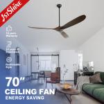 Rotary Vane Quantity 3 70 Inches Wooden Blades Ceiling Fan for Great Room