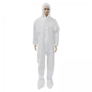 Wholesale Non Woven Disposable Hooded Coveralls PP PE Laminated White With Boot Cover from china suppliers