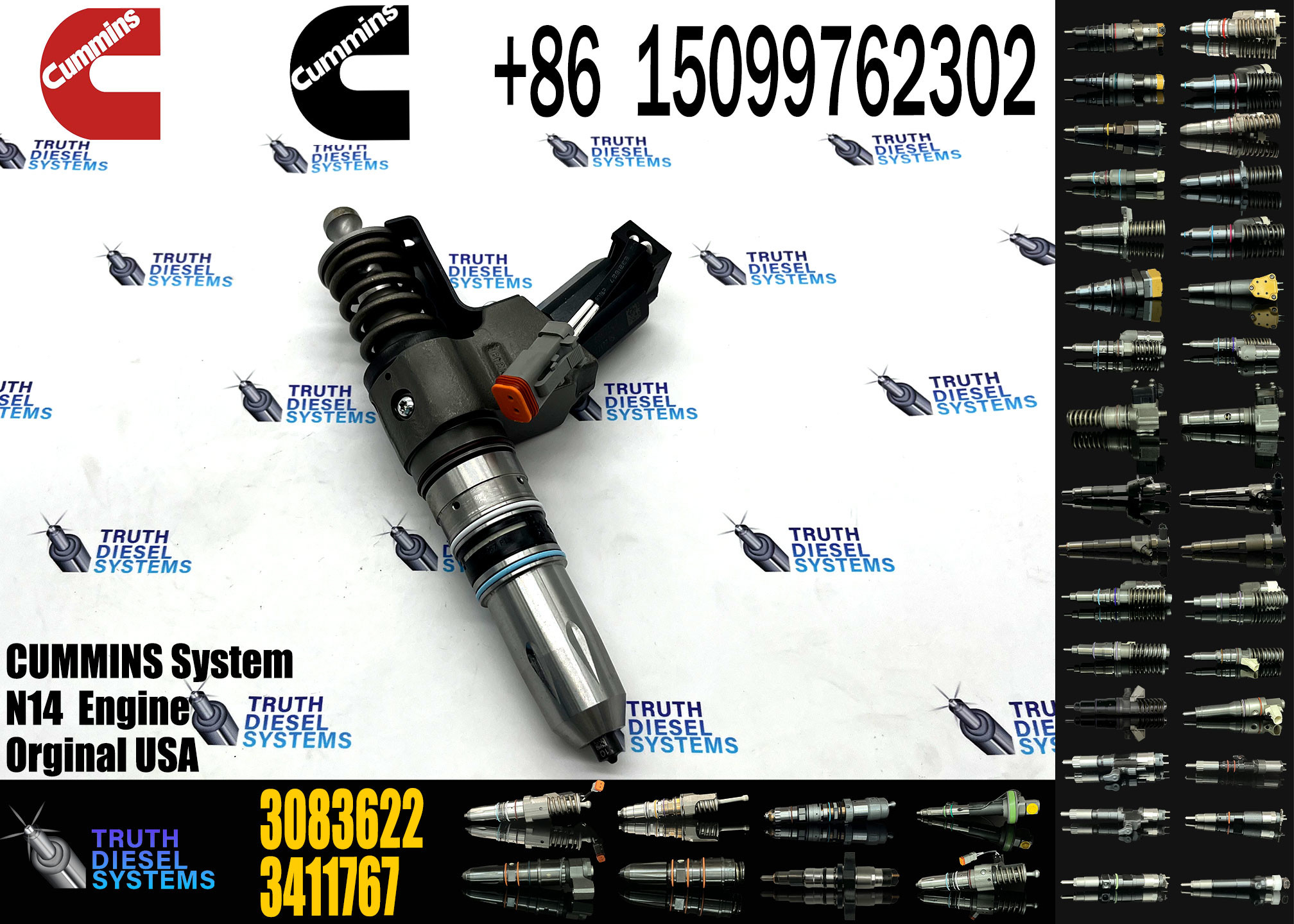 Diesel Fuel Injector 3083622 3407776 3087807 341176 3409975 3411760 3411759 4384360 3411762 for Cum-mins Engine N14