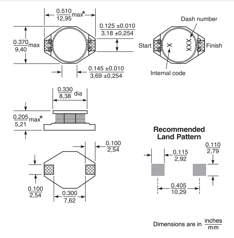 SMT Power Inductors for EL driver applications DO3316P-102ML / DO3316P-152ML / DO3316P-222