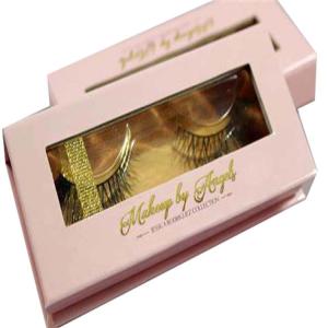 Wholesale custom pink eyelash window paper box Rigid eyelash gift box from china suppliers