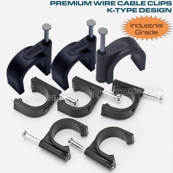 100pcs K-Type Black Cable Clips 4mm~32mm Round Cable Clips for RG6, RG59, RJ45