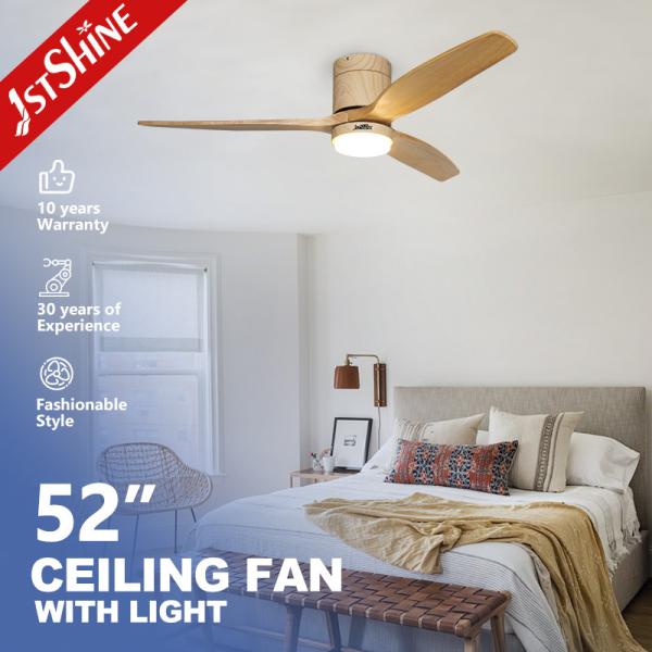 52 Inches High Speed Wooden Ceiling Fan with Light and 110-240V/50Hz-60Hz Input