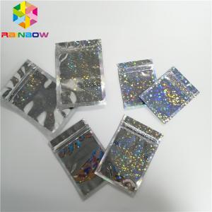 Wholesale Hologram Foil Pouch Packaging Heat Seal Star Flash Mylar Plastic Three Side Seal Zipper Bag from china suppliers