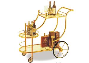Wholesale Big Wheel Room Service Equipments Wine Serving Cart Mirror - Gold Finish Fire - Proof Laminated from china suppliers