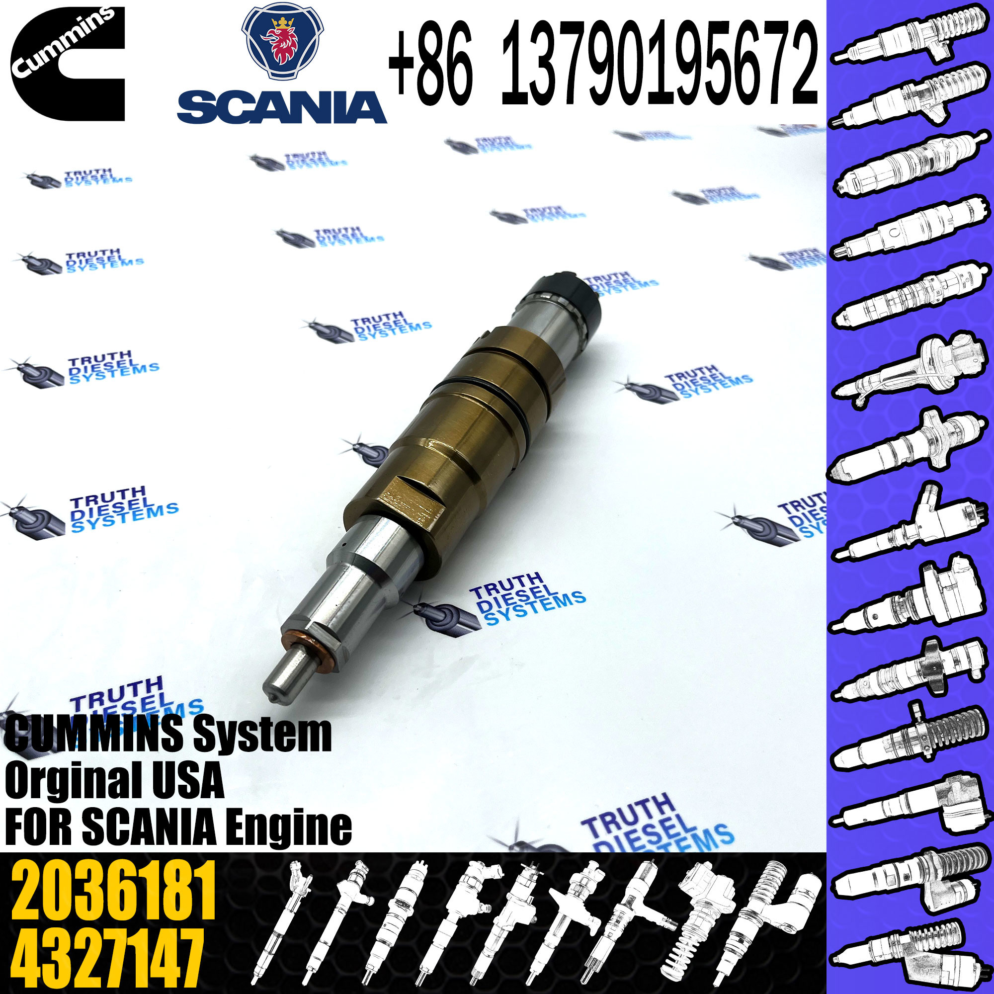 Common Rail Fuel Injector 2488244 2036181 2872405 1846348 4984854 for Scania Cummins QSX15