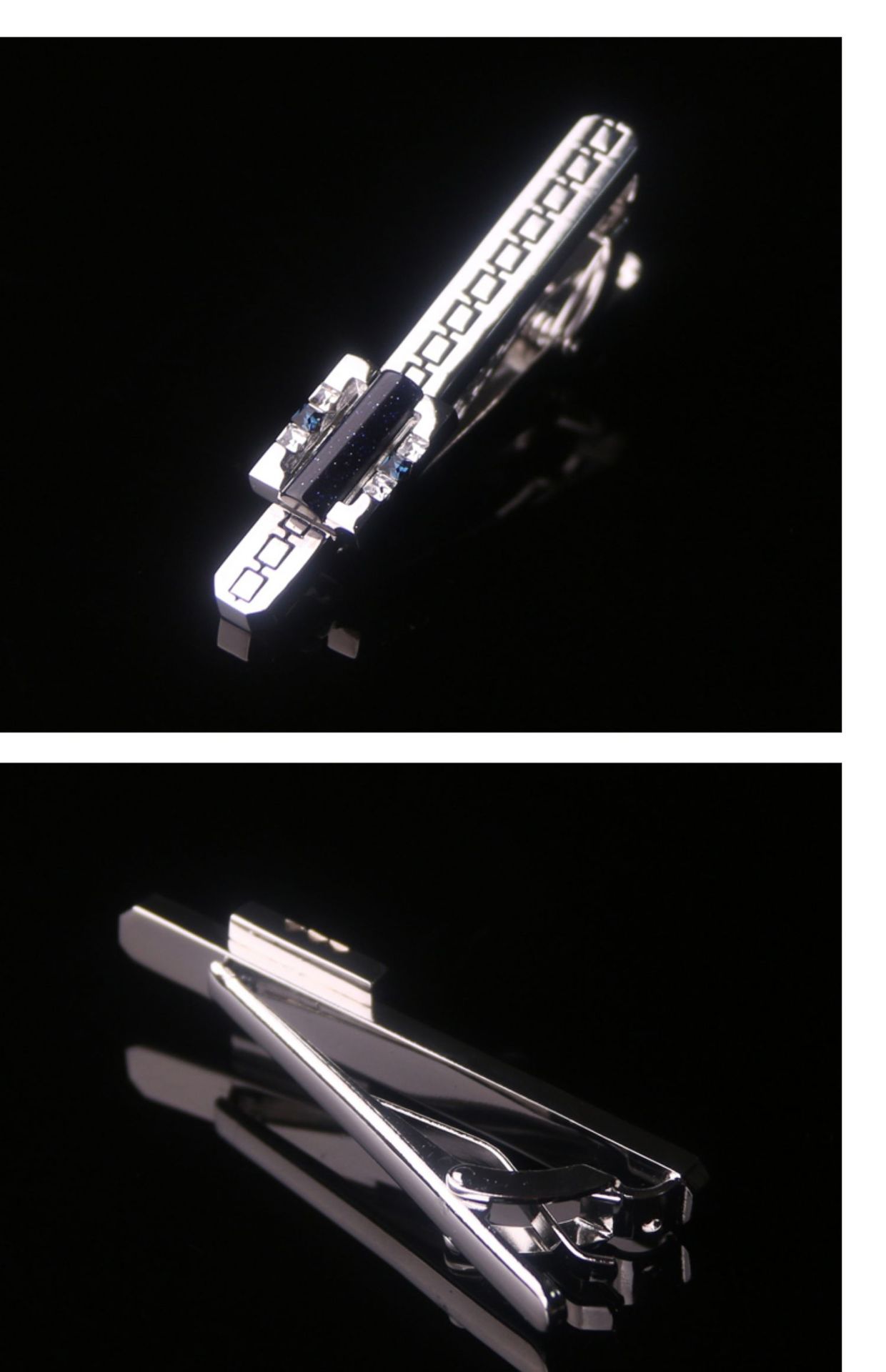 Average-Sized Men's 4 Pcs Tie Clip Set with Black Gift Box Customized Design