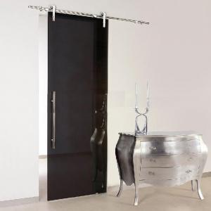 China Sliding Tempered Glass Door OEM With Matte Black Steel Frame on sale