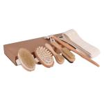 6pcs Organic Bamboo Long Handle Bath Brush Natural Boar Bristle