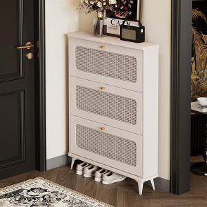 Wholesale Popular Simple Ultra-Thin Tipping Bucket Rattan Shoe Storage Cabinet For Home Entrance, Exterior Door, Elevator Aisle from china suppliers