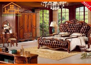 Wholesale Classic italian provincial Made in china french High quality leather Solid Beech bedroom furniture set suite from china suppliers