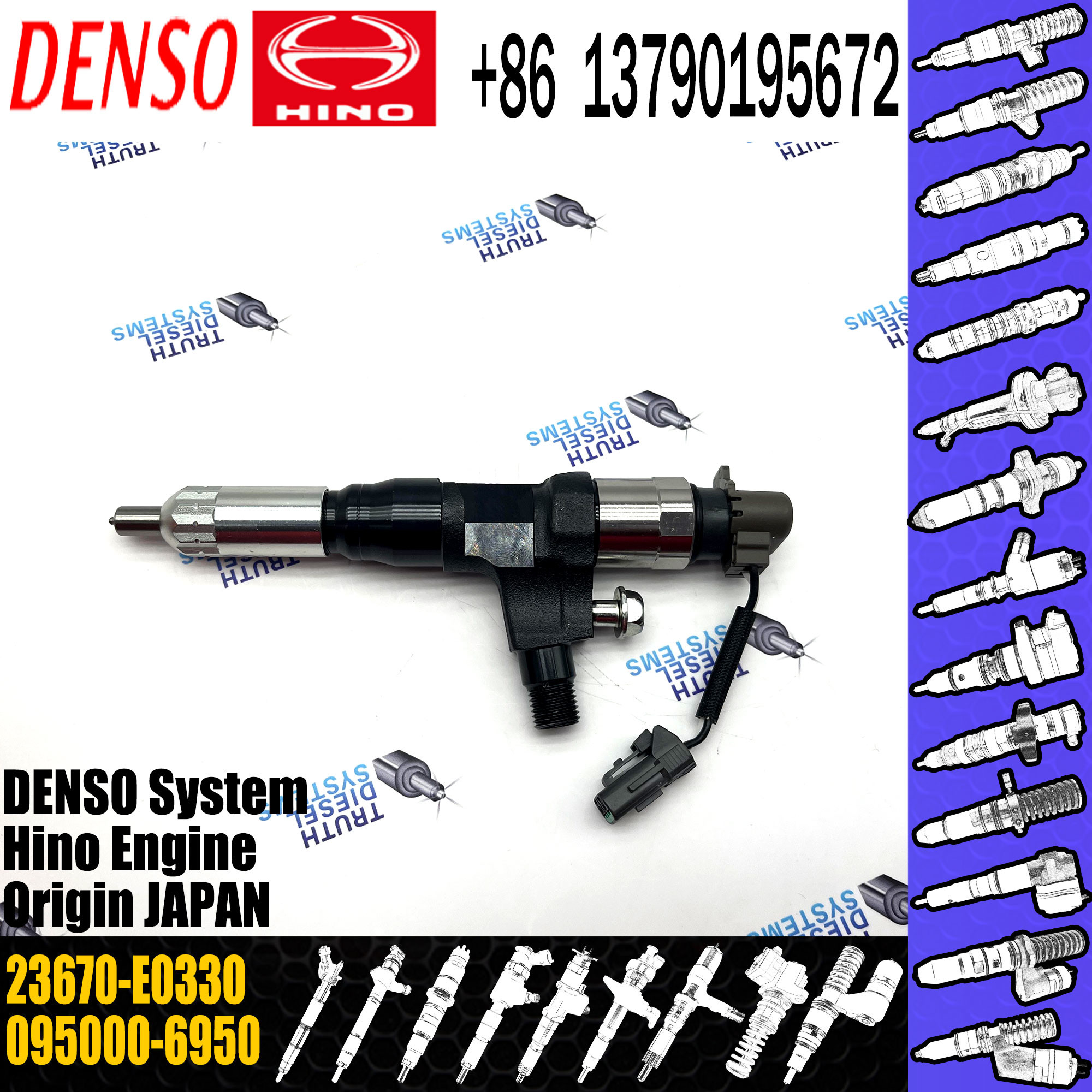 DENSO Common Rail Fuel Injector 095000-6950 095000-6951 095000-6952 23670-E0330