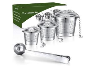 Wholesale 6.5cm/5cm/4.5cm Stainless Steel Basket Tea Strainer With Tray Replacement Tea Infuser Basket from china suppliers