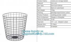 Wholesale china trade decorative laundry metal wire material storage basket, Storage Metal Wire Fruit Basket hanging wir