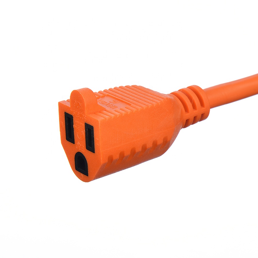 Customized Length Outdoor Plug Extension Cord Orange Universal Power Cord for NEMA Male End Type in Outdoor Environments