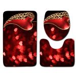 Romantic Valentine'S Day Toilet Mat Set 3 Piece Bath Rug Set non slip