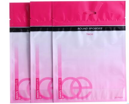 Beautiful Printing OPP zip lock plastic cosmetic packaging bags for powder and brush packing