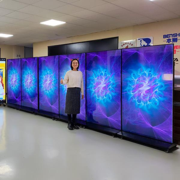 75 inch 85 inch 98 inch floor stand digital signage full screen with wheels easy