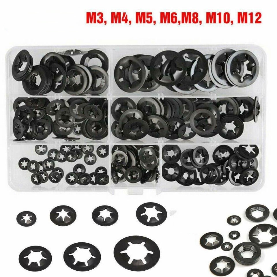 m2 Internal Tooth Star Lock Spring Quick Washer Push On Speed Nut Assortment