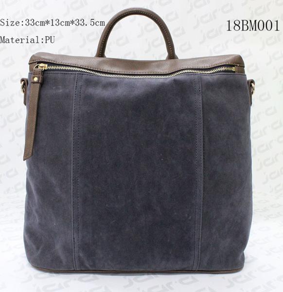 Fake Suede & PU Backpack School Bags For Men With Secret Pocket , Customized