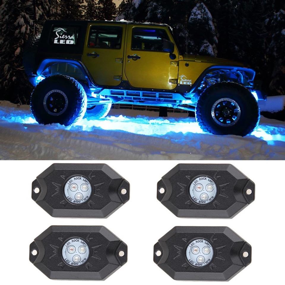 4 Pods RGB LED Rock Security Lights with Bluetooth Controller for Music Mode , Flashing