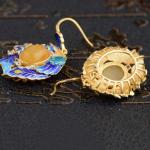 Retro 925 Silver Blue Enamel Mellite Drop Dangle Earrings(TRS30731)