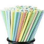 Decorative Party Paper Straws Customized Logo Juice Beverage Paper Drinking