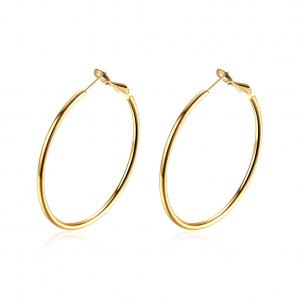 Wholesale 40mm Gold Plated Custom Hoop Earrings Round 8.2g Rose Gold OEM Engagement from china suppliers