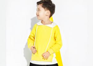 China Yellow Fake Two Pieces Boys Fall Sweaters , Cute Little Boy Clothes With Hood on sale