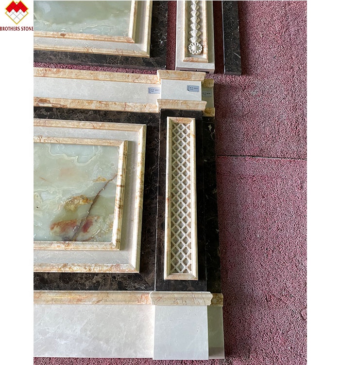 Polished Cream Beige Green Onyx Marble Wall Cladding Modern Design for Villa Background