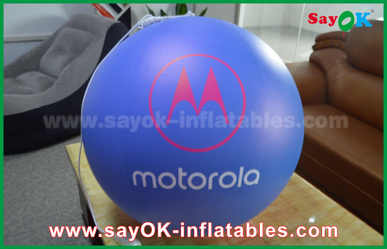 Blue / Red Inflatable Lighting Decoration Closed Hanging Balloon For Advertising