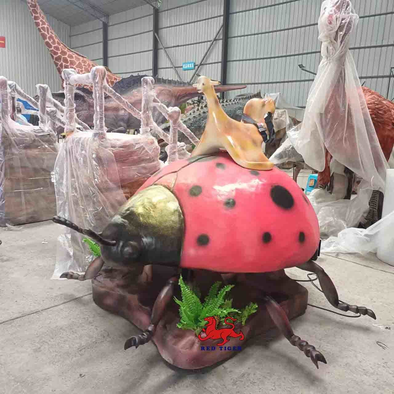 Theme Park Realistic Animatronic Ladybug Model Natural Color