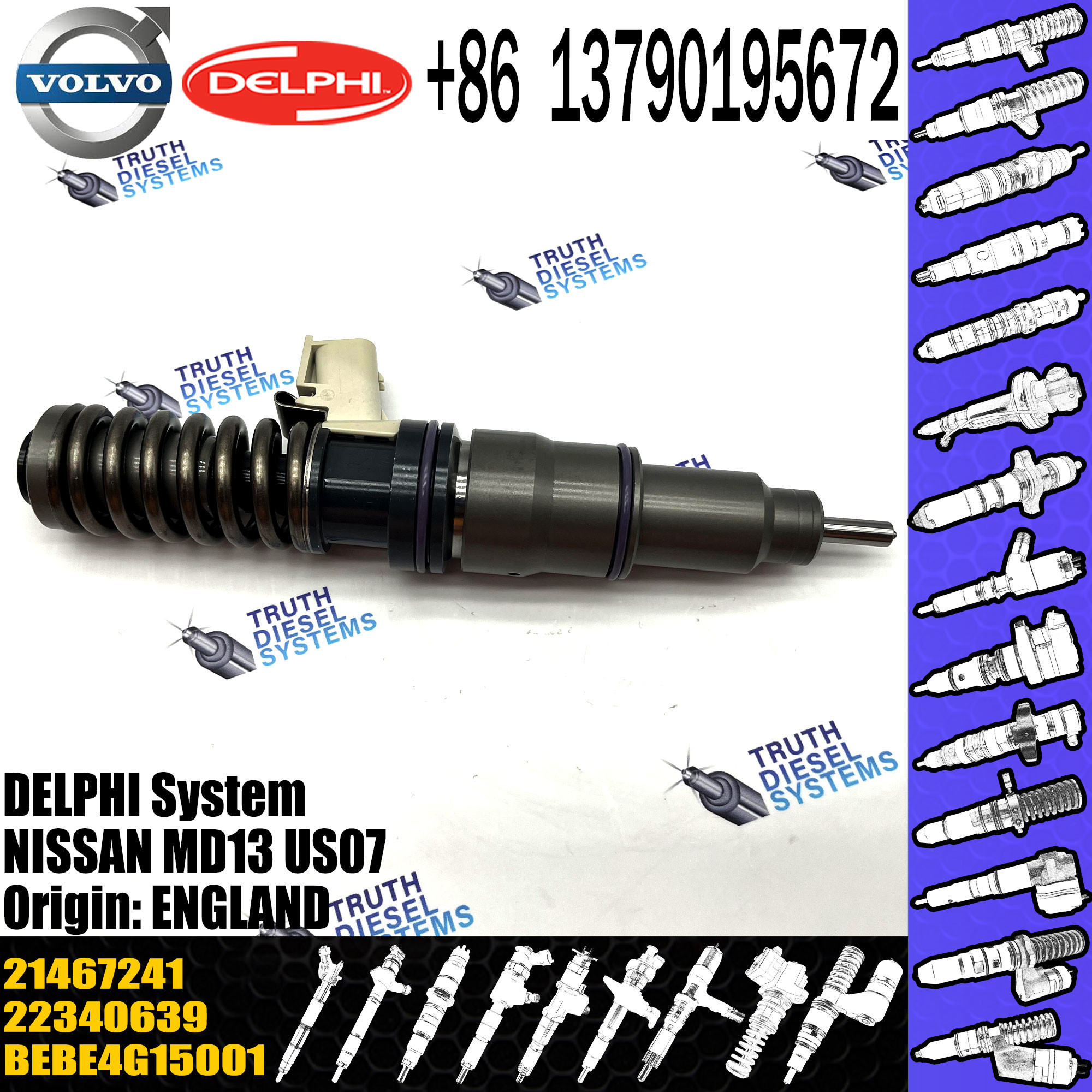 High Quality New Diesel Fuel Injector For E3.4 VOL TRUCK MD13 US07 BEBE4G15001 21467241