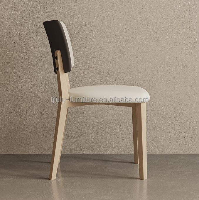 Home Furniture Classical Wooden Modern Oak Dining Chair Living Room Furniture Solid Wood PU Leather Finish Nitrolacquer