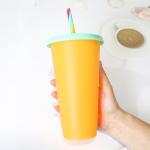 16oz 24oz Plastic Drinking Glasses Reusable Changing Color Cup 10*6*19cm
