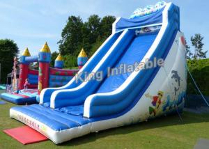 China Giant Wave Blow Up Dry Slide 21 Feet High Blue / White With 2 Years Guarantee on sale