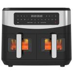 Oil Free Dual Zone Air Fryer 9L Large For Family With 2 Drawers 10 Presets 2400W