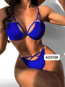 Wholesale Swimming Suits Bikini Sexy Strength Abrasion Resistance High Elastic Blue Backless from china suppliers