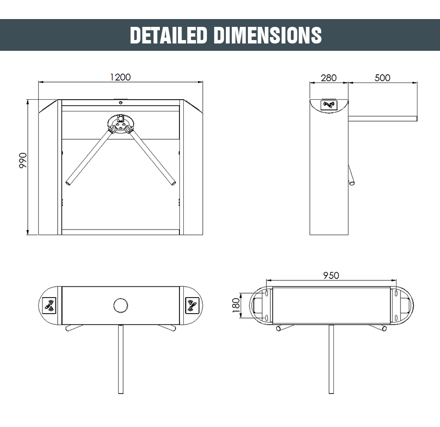 HCW Dustproof Biometric Face Recognition Turnstile Access Control System
