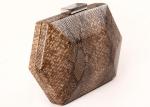 Unique Shape Bronze Clutch Bag , Hard Case Leather Evening Bags Faux Snake Skin