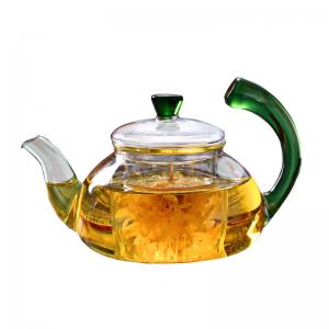 China Smooth Surface Clear Glass Teapot Modern 600ml / 20oz Glass Kettle Teapot on sale