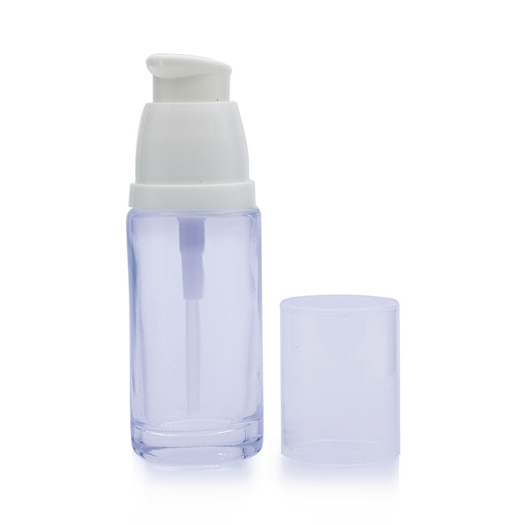 Round 35ml Liquid Foundation Bottles Clear Glass Pump Bottles