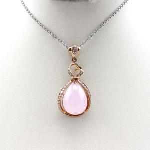 Wholesale Rose Gold Plated 925 Silver 12mmx16mm Rose Quartz Drop Pendant(PSJ0277) from china suppliers