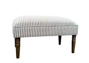 China Striped Fabric Storage Foot Stool Pipping Design Fabric Ottoman Footstool Wood Legs on sale