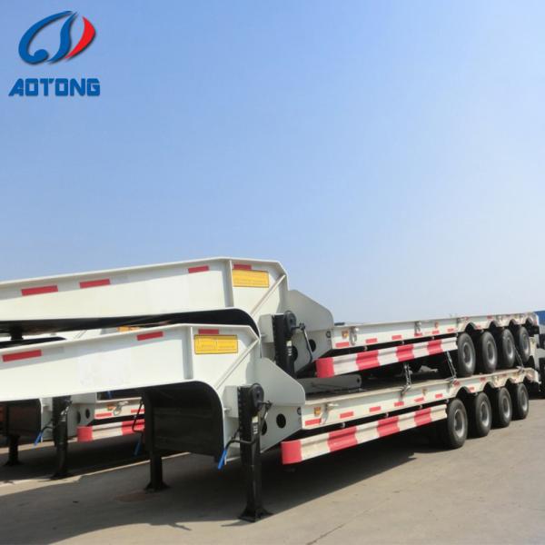 Transport Excavator Heavy Duty Gooseneck Low Bed Semi Truck Trailer 4 Axles 80T